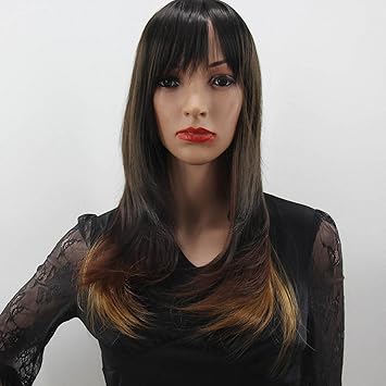 Amazon Com Rogess Dark Brown Wigs Long Straight Hair Wigs For