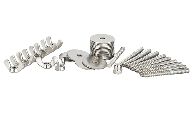 Kork-Deko Befestigungsset zum Selbstbau von Sitzstangen / -Brettchen aus Edelstahl für Vögel zur Befestigung am Käfig (Gitter