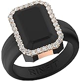 Rinfit Women's Silicone Wedding Band - Promise Rings for Her - Emerald Cut with Cubic Zirconia - Patented Design