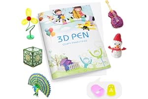 Dayker 3D Printing Drawing Book, Reusable 40 Vibrant Patterns Template with a PVC Transparent Board, Thick Paper Painting Graffiti Stencils for 3D Pen DIY Gifts