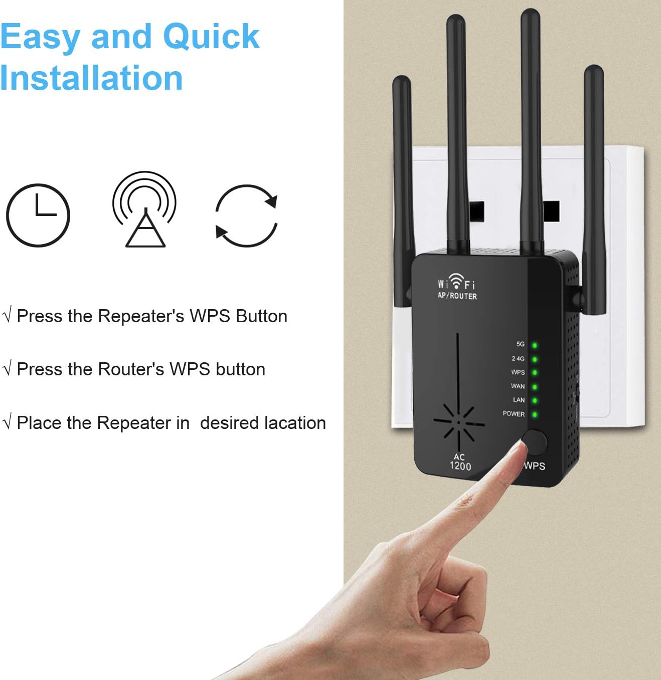 WiFi Range Extender, Upgraded 5GHz & 2.4GHz Dual Band 1200Mbps WiFi Repeater Wireless Signal Booster, 360 Degree Full Coverage WiFi Extender Signal Amplifier with Router/AP/Repeater Mode: Computers & Accessories
