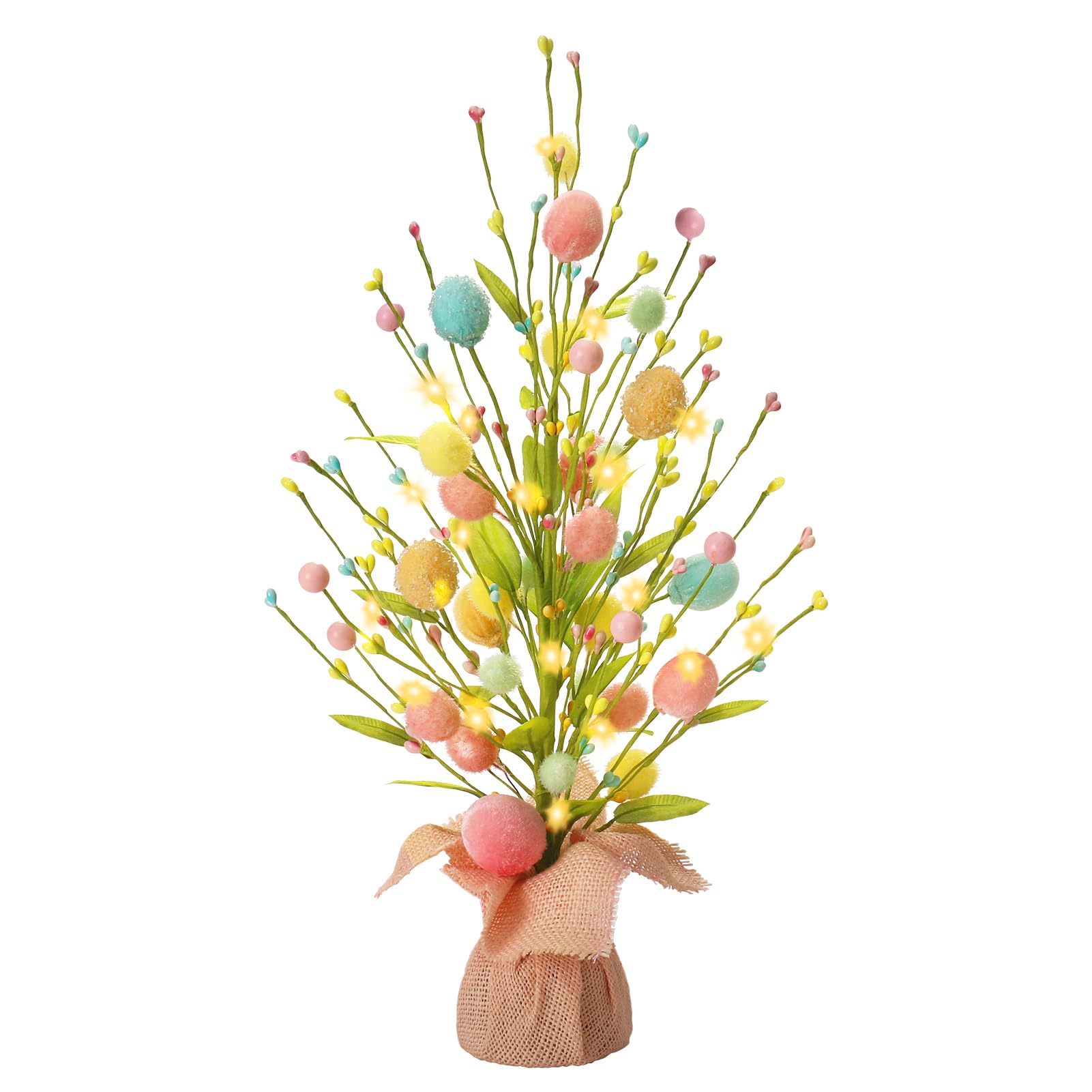 Photo 1 of RoseCraft Easter Decorations, Artificial 18 Inch Pre-Lit Easter Egg Tree Tabletop Decor with Delicate Ornaments, for Home Party Wedding Holiday Spring Summer Decoration, Pink/Blue/Yellow.