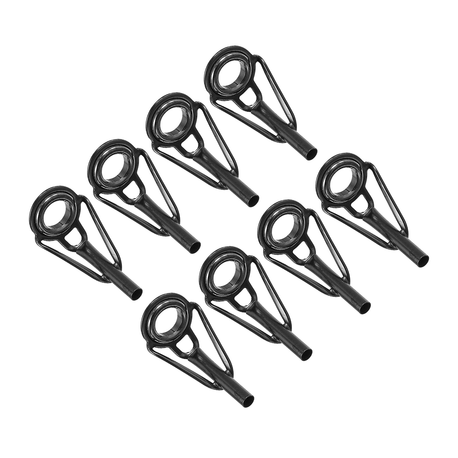 PATIKIL 2.2mm Fishing Rod Tip Repair Kit, 8pcs Stainless Steel Pole Ring Guide Replacement for Saltwater Freshwater Fishing, Black