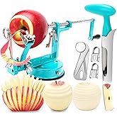 Apple Peeler Corer, 5 In 1 Apple Peeler Slicer Corer with Stainless Steel Blades and Powerful Suction Base for Apples and Pot