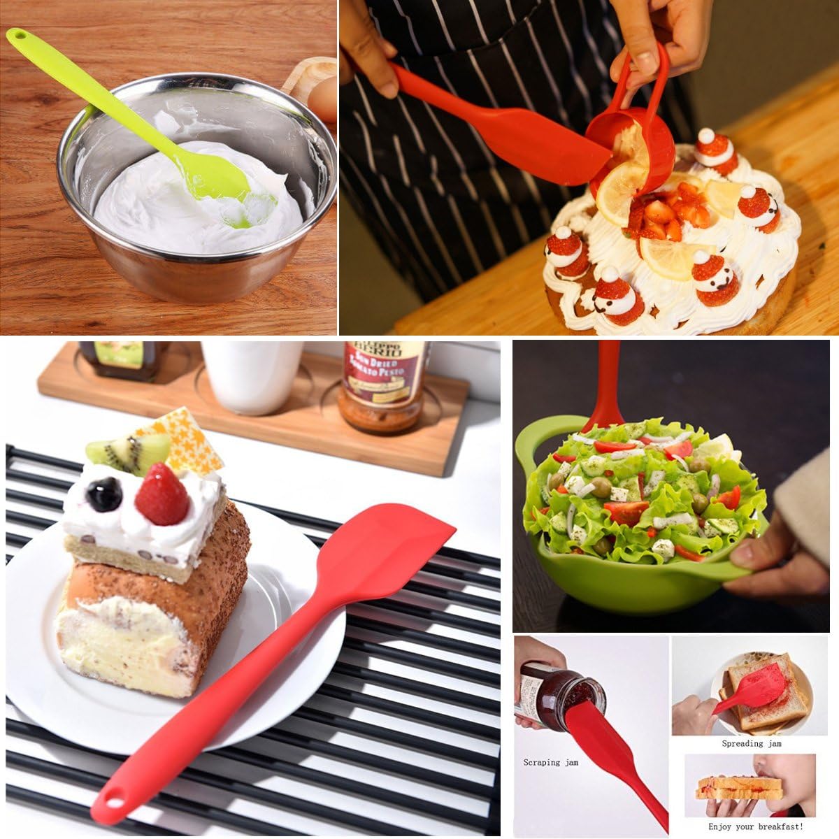 Silicone Spatulas Set, Rubber Spoon Spatula Heat Resistant Spoonula One Piece Design Seamless Spatula Non-Stick Scrapers Baking Mixing Tool (Orange): Kitchen & Dining