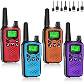 Rechargeable Walkie Talkies Long Range for Adults, Walky Talky VOX with 22 FRS Channels, 99 Privacy Codes Two Way Radio,1200mAh Li-ion Battery, for Camping Hiking Emergency (4 Pack Colorful)