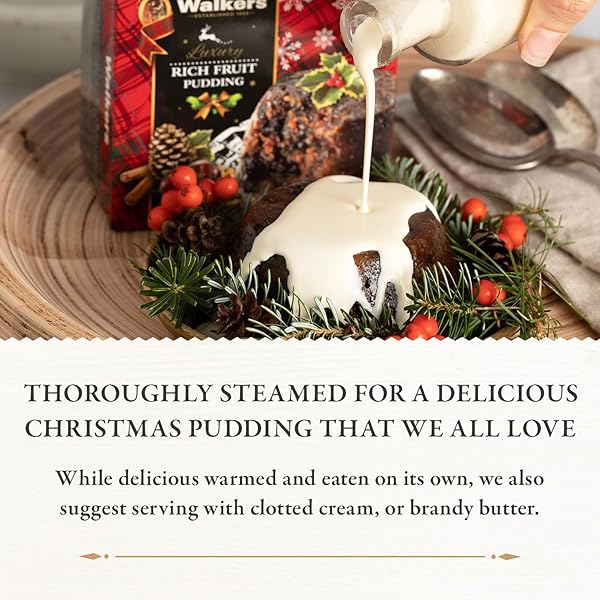 WALKER’S RICH FRUIT PUDDING – 14.1 OZ PLUM PUDDING FOR CHRISTMAS – LUXURY HOLIDAY TREAT AND DESSERT FROM SCOTLAND