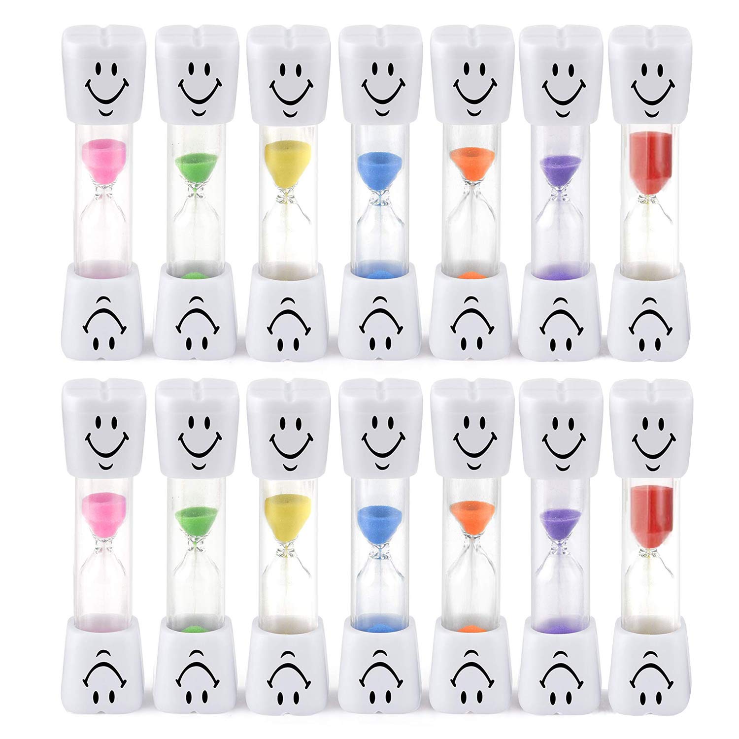 HOSTK 14pcs 2 min Tooth Brushing Sand Timer Hourglass Sandglass Toothbrush Clock for Kids Children Gift Games Cook Meeting Reading Classroom Kitchen Home Office Decoration