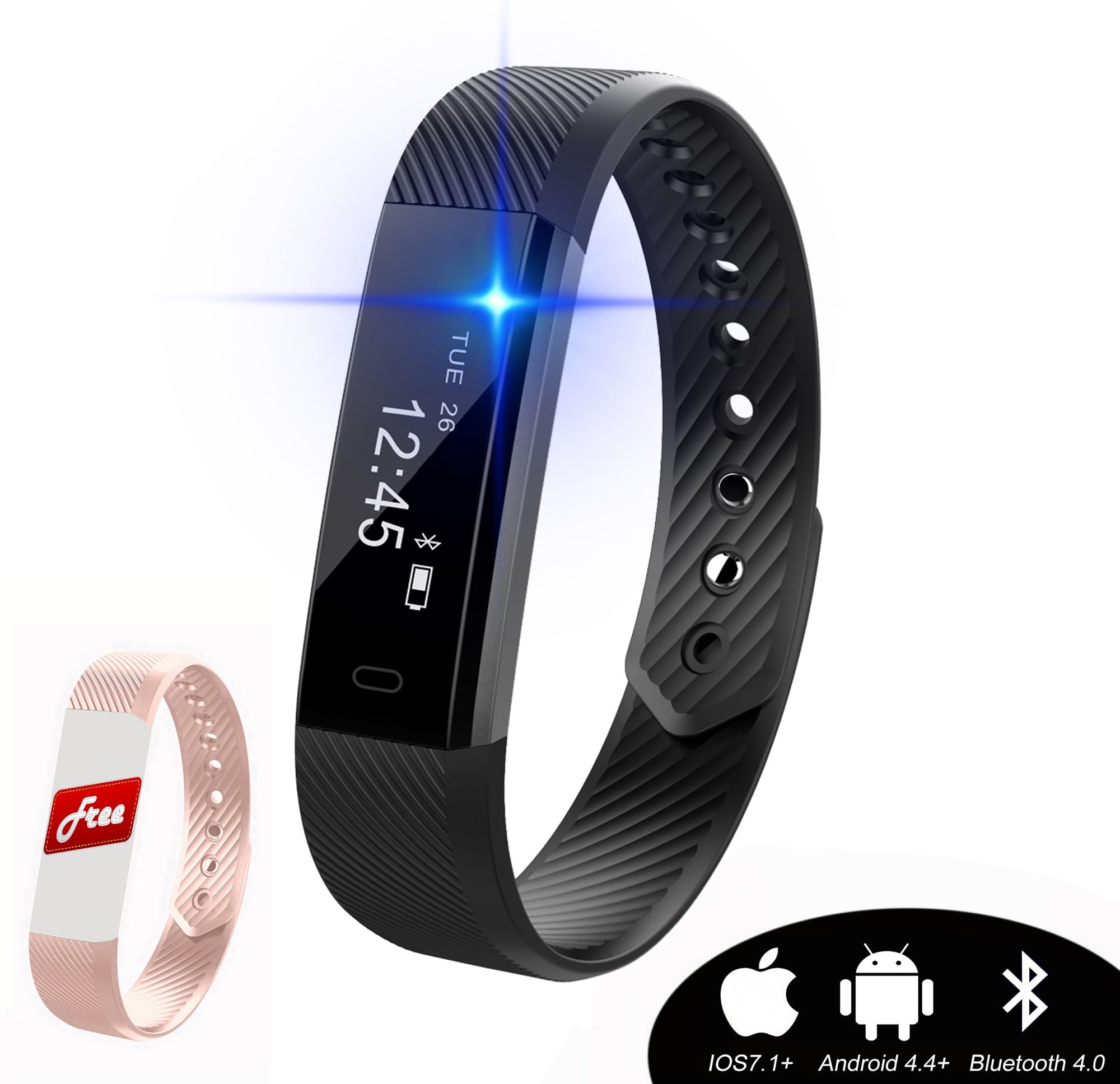 Kingkok Wireless Fitness Tracker Watch with Calorie Counter Sedentary Remind Sleep Monitor Pedometer Watch Smart Activity Tracker Bracelet
