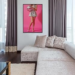 Trendy Disco Ball Canvas Wall Art Funky Pink Preppy