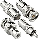 BNC to RCA Adapter Kit, 4 Type BNC to RCA Male Female Coaxial Connectors | Copper Converter for RF Testing, TV Monitor,Camera, Surveillance Systems,DVR Systems,Oscilloscope and Audio Video