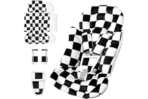 DILIMI Infant Car Seat Insert, Baby Car Seat Head Support with 3 Strap Paddings, Soft Newborn Car Seat Cushion for Stroller, Swing, Bouncers, Black Checkered
