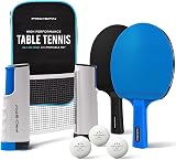 PRO-SPIN Portable Table Tennis Set with Retractable Net 2 Paddles 3 Balls