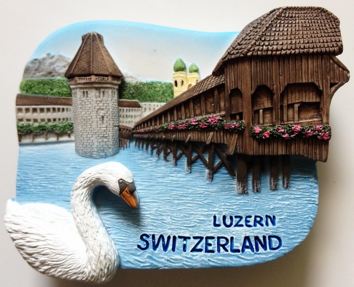 Chaple Bridge Water Tower Luzern Switzerland Resin 3D fridge Refrigerator Thai Magnet Hand Made Craft. by Thai MCnets