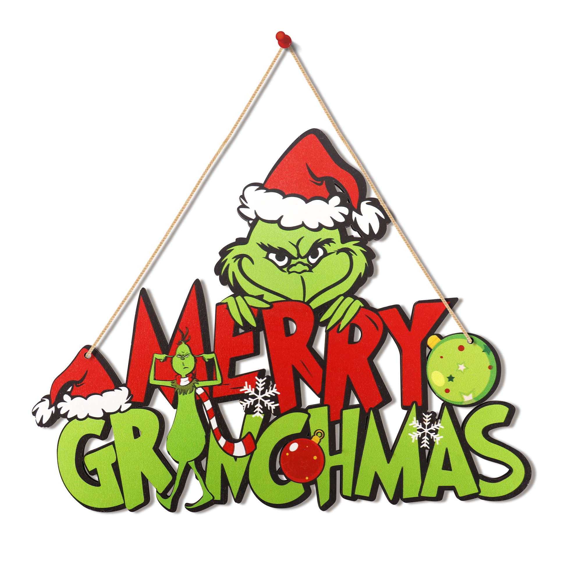 Photo 1 of Chirisrmas Door Hanging Sign Decorations, Xmas Wooden Ornaments for Front Door Porch Tree Window Wall Holiday Decor (Style 2)