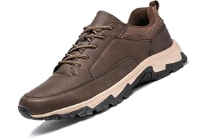 Men's Comfortable Genuine Leather Sneakers with Arch Support and Shock Absorption, Non-Slip Breathable Orthopedic Sneakers fo