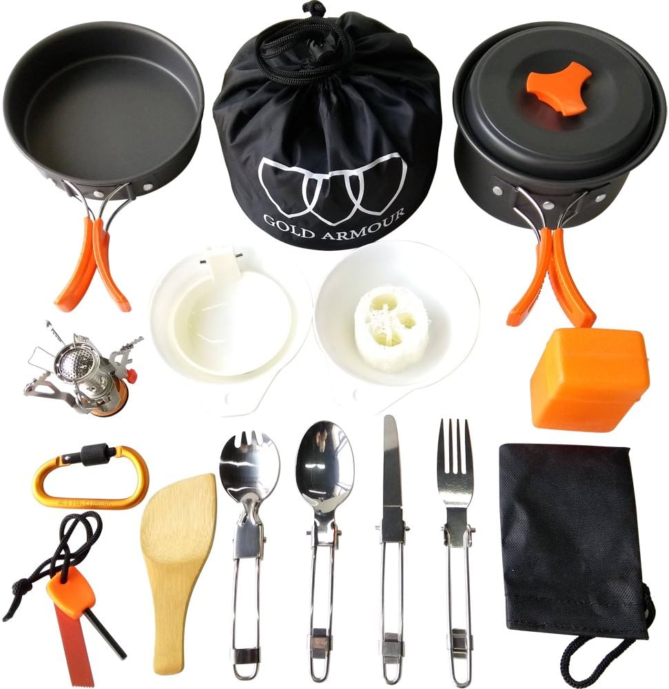 Overmont Camping Cookware Kit Outdoor Cook Fishing Hiking Portable