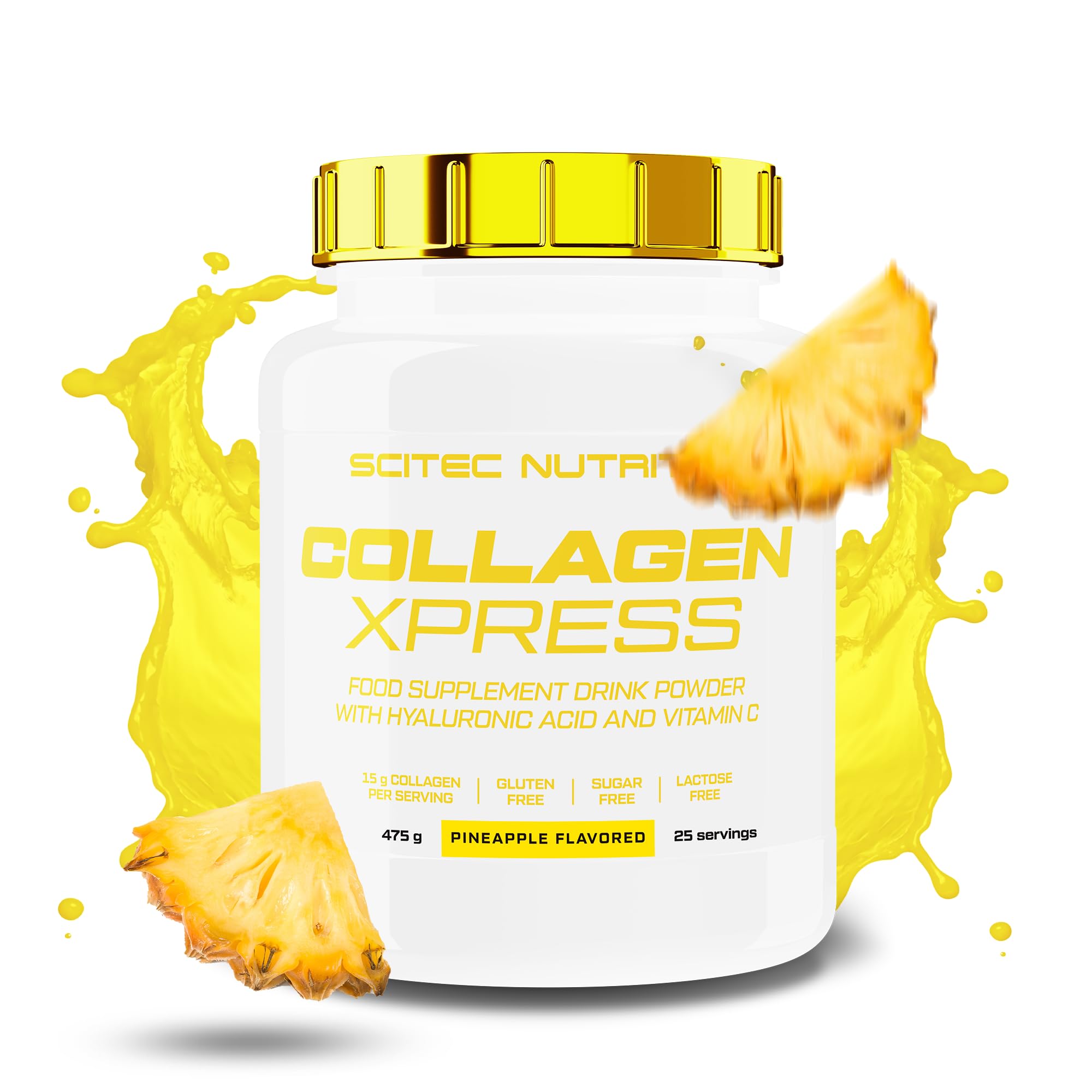 Scitec Nutrition Collagen Xpress – 15g Collagen per Dose – Gluten-Free, Sugar-Free Lactose-Free – with Vitamin C & Hyaluronic Acid, 475 g, Pinapple