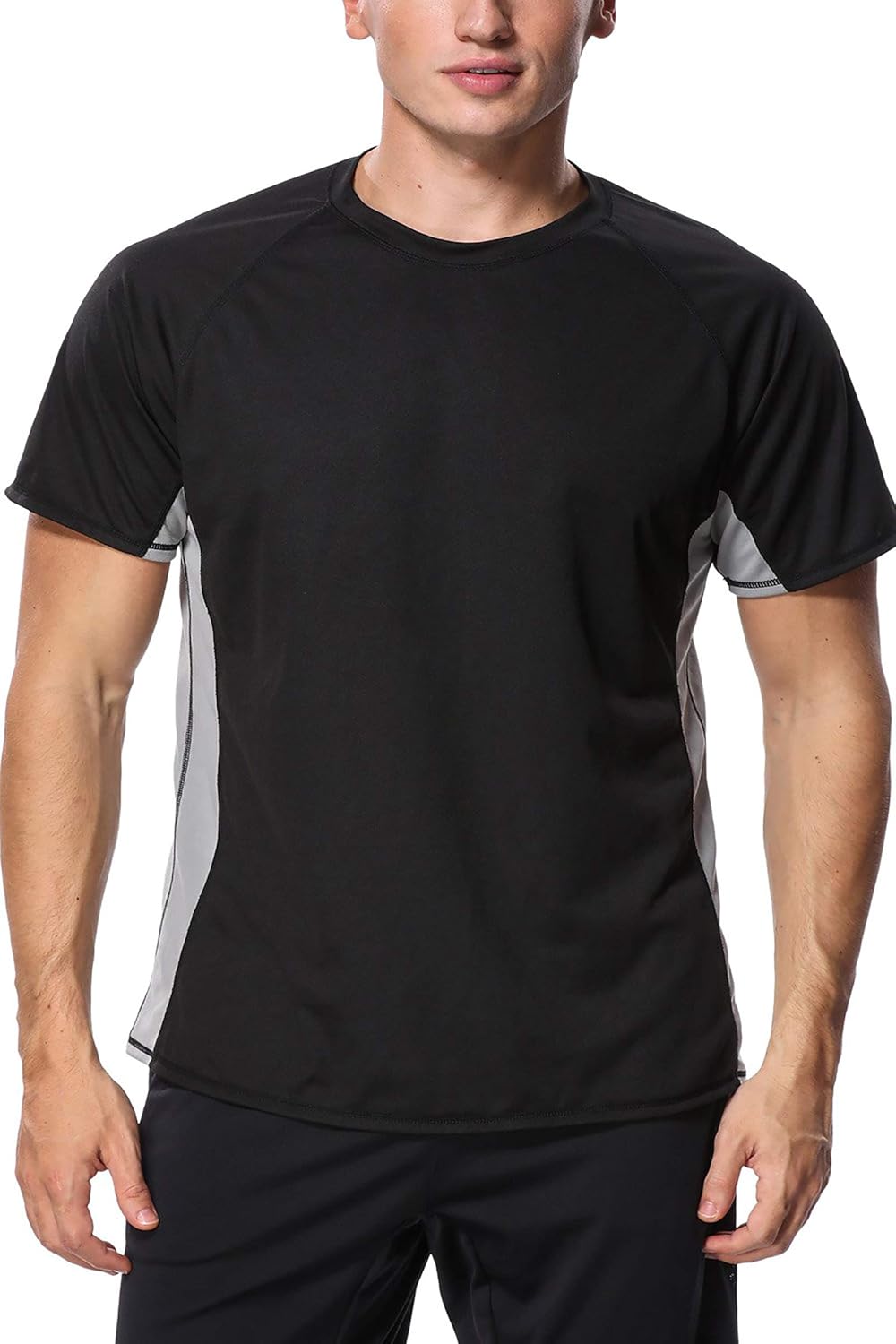 Charmo Mens Sun Protection Swim Shirts Rash Guard Swim Tee Short Sleeve Swimwear: Clothing