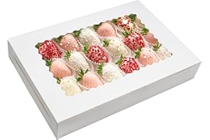 NPLUX 40 Pack Cookie Boxes 16x11x2.5inch Bakery Boxes with Window Treat Boxes for Cookie Packaging Gift Giving Dessert Box fo