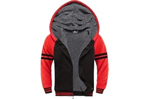 V VALANCH Boys Hoodie Zip Up Fleece Lined Jacket Warm Sherpa Hooded Sweatshirts for Boys Girls 6-15 Years