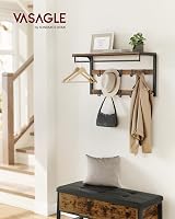 VASAGLE Wall-Mounted Coat Rack Shelf with 10 Removable Hooks LCR201B01 view 2