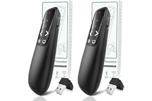 UBUYONE (2 Units) Presentation Clicker PowerPoint Presenter Remote: Laser Pointer Project Power Point PPT Clicker for Mac Laptop Office, Wireless Computer Clickers Slideshow Google Slide Advancer