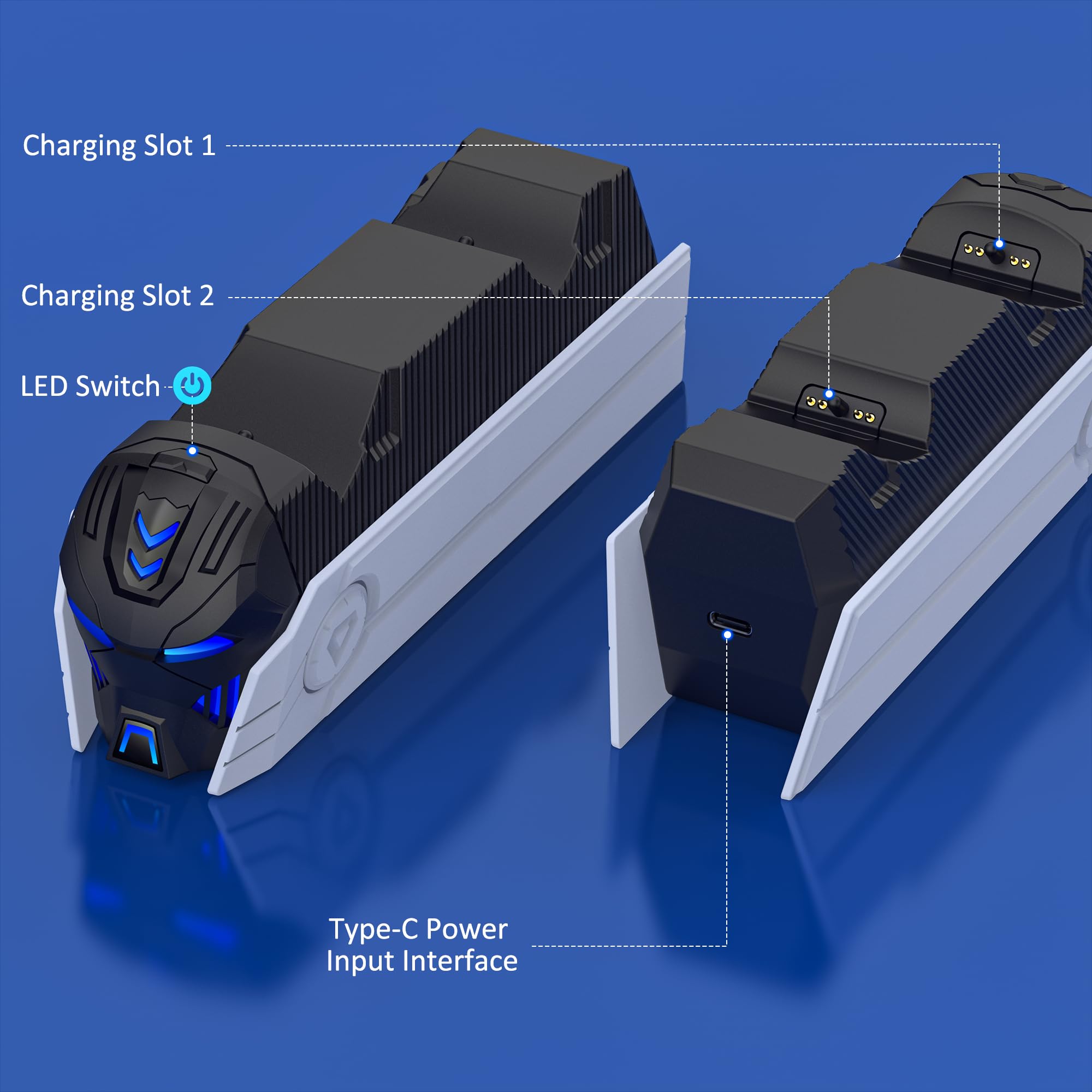 P5 Controller Charger Station Compatible with PlayStation 5 Dualsense Controllers - LED Light Dual Stand Charger Dock P5 Controller Charging Station Accessories for P5