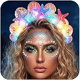 BARTOSI Light Up Mermaid Headband LED Starfish Headpiece Mermaid Hair Accessories for Women and Girls