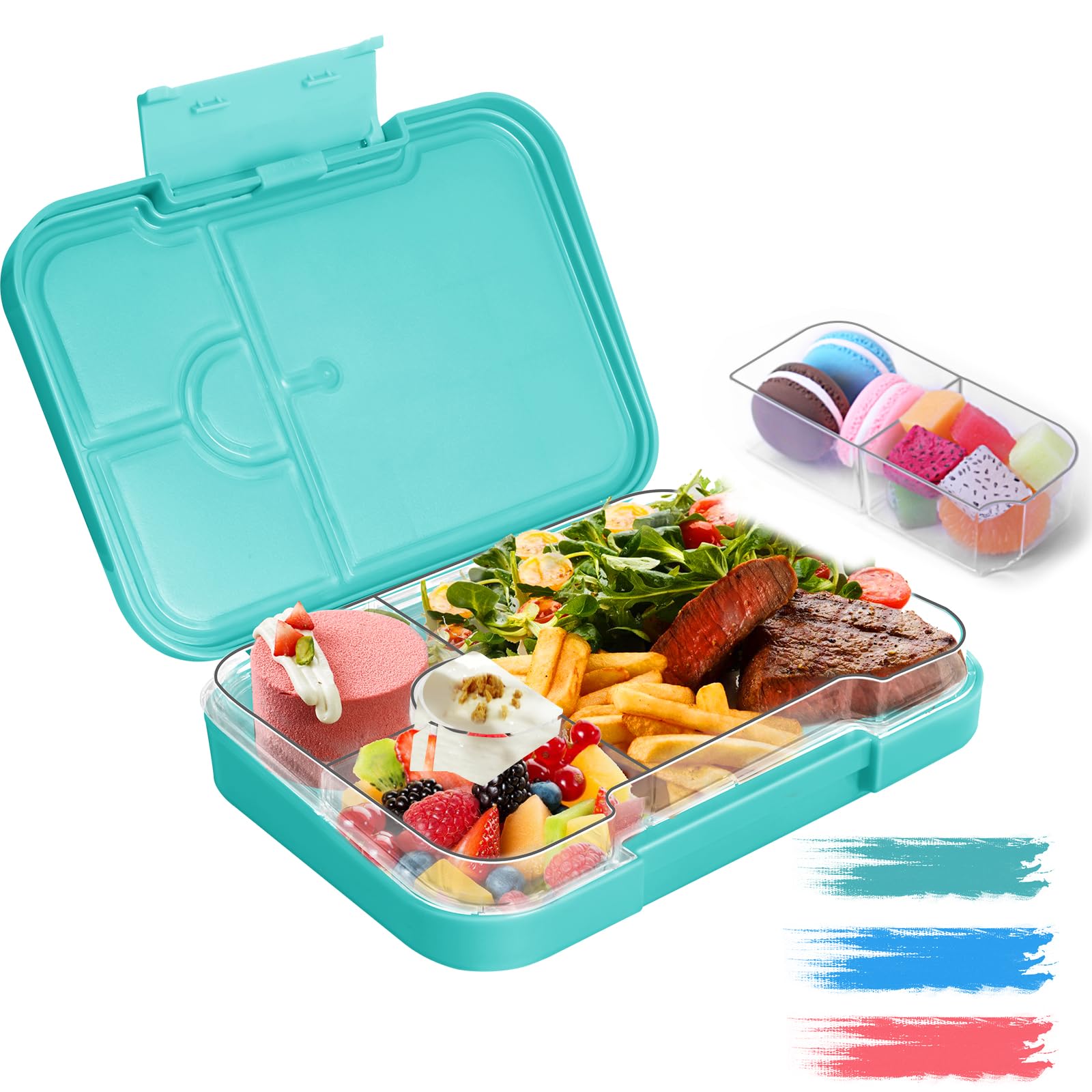 Braoses Lunch Box for Kids with Compartments, Bento Box with Variable 4 or 6 Compartments, Robust Bento Lunch Box, BPA Free Lunch Boxes for Kindergarten School Picnic and Travel