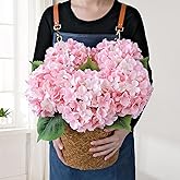 JINWOE Light Pink Flowers Silk Artificial Hydrangeas, 5Pcs 20Inch Lifelike Large Flowers with Stems, Full Artificial Flowers for Wedding Bouquet Table Centerpieces Spring Home