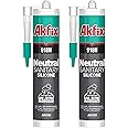 Akfix 918N Black 100% Silicone Caulk for Kitchen and Bathroom (2x10.5 fl.oz.) - Solvent-Free, Low Odor, UV & Water Resistant, Fast Curing, Non-sag, High Elasticity Silicone Sealant | Black, 2 Pack