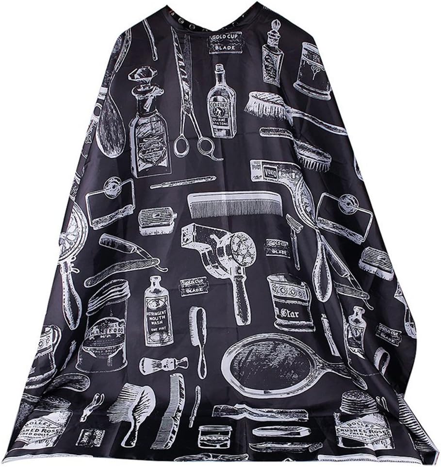 Hemore Hairdressing Cape Pro Salon Barbers Hairstylist Hairdressing Coloring Hair Cutting Gown Cloth Cape(Scissors/bottle And brushes Pattern)