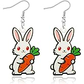 Bunny Easter Earrings for Women, Cute Cartoon Eggs Carrot Rabbit Easter Outfit, Hypoallergenic Lightweight Dangle Earrings, Party Holiday Jewelry Gifts for Her