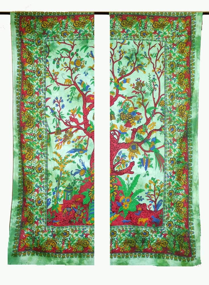 Gemsandcraft Mandala Curtain Hippie Bohemian Tree of Life Mandala Curtains,Include 2 Pcs Set Mandala Curtain, Curtains, Drapes & Valances,Vintage Window Treatment Curtain