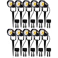 SUNVIE 12W Low Voltage LED Landscape Lights with Connectors, Outdoor 12V Super Warm White (900LM) Waterproof Garden Pathway Lights Wall Tree Flag Spotlights with Spike Stand (10 Pack with Connector)