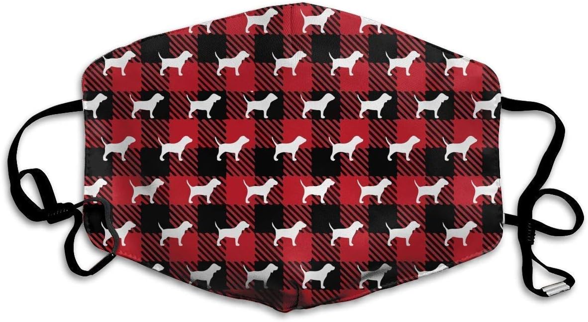Vbnbvn Face Mouth Mask,Face Masks With Earloop,Beagle Dog On Buffalo Plaid Washable Reusable Masks Comfy Protective Breath Healthy Safety Warm Windpro of Mask