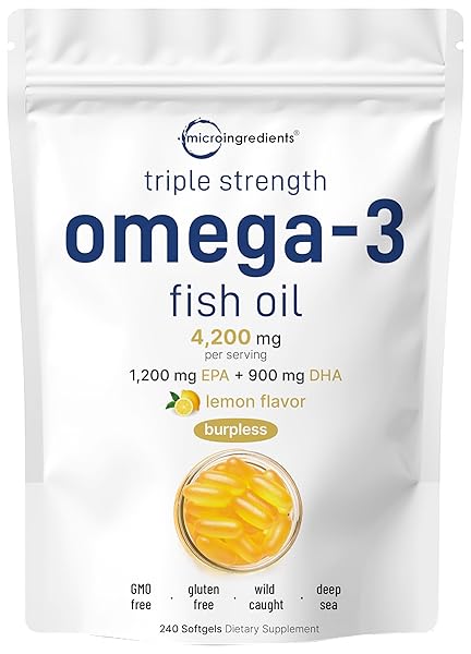 MICRO INGREDIENTS TRIPLE STRENGTH OMEGA 3 FISH OIL...