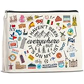 jyunsoeng Travel Gifts Cosmetic Bag - Travelers Gift for Women Girls World Travel Adventure Zipper Makeup Pouch Small Makeup Bag (1Pcs)