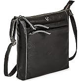 Small Soft Genuine Leather Crossbody Purse Women’s Sling Crossover Shoulder Travel Handbag with Triple Zipper