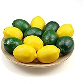 12 Pcs Fake Lemons Pack, Artificial Yellow Lemons for Decoration Craft, Realistic Fake Limes Mixed Set Decoration Home Vase Fillers Fruit Bowl, Lifelike Faux Fruits Lemon Decor Photo Props