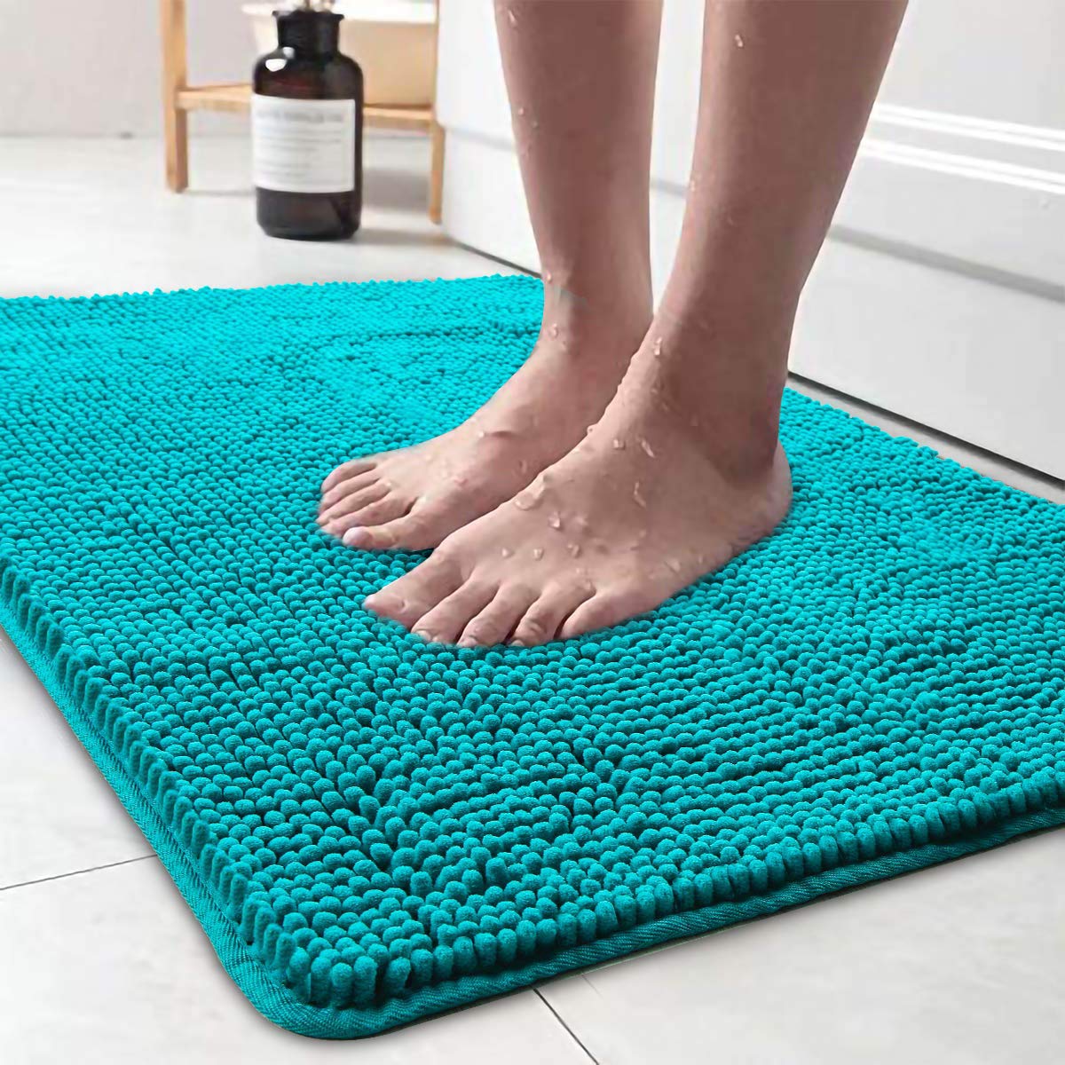 Buy Lochas Luxury Bathroom Rug Teal Bath Mat Large 24 X 36 Inch Shaggy Washable Non Slip Bath Rugs For Bathroom Shower Soft Plush Chenille Absorbent Carpets Mats Teal Blue Online At