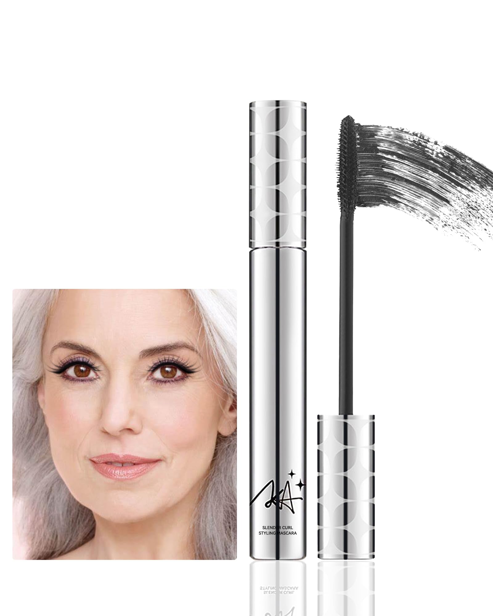 Black Mascara for Older Women 60 Plus, Volume and Length for Mature Women With Thinning Lashes, Telescopic Waterproof Long Lasting Smudge-proof, Hypoallergenic for Sensitive Eyes