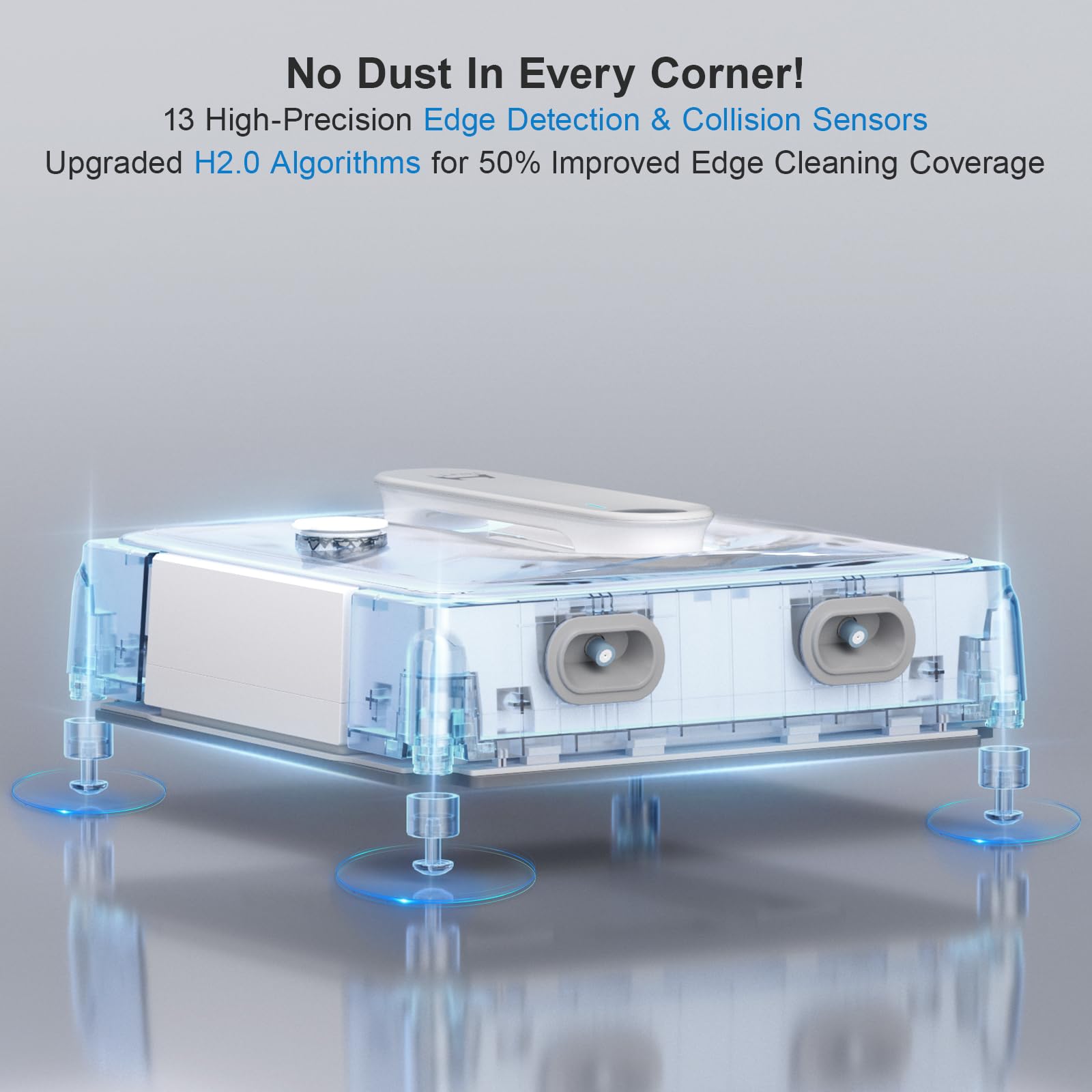HUTT Robot de limpieza de ventanas automático W9 con 4 pulverizadores de agua, 3 compartimentos de presión mejorados, potencia de succión de 3800 Pa, sensores anticaída y detección de bordes, para ventanas de gran altura, azulejos y vidrio