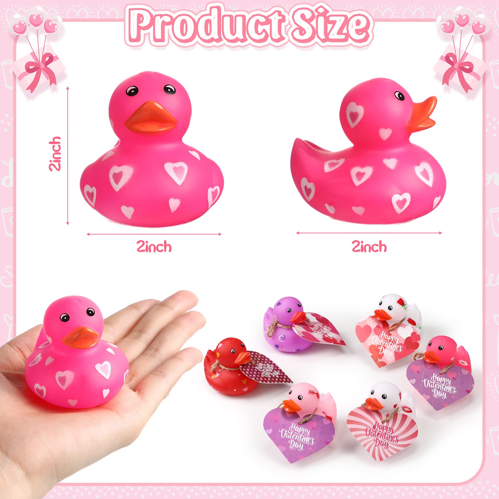 Supervitae 40 Sets Of Valentine Mini Rubber Ducks Valentineu2018s Day Duckies Gift With