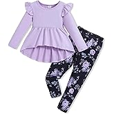 Doresbebe Toddler Girl Clothes Kid Fall Outfit Ruffle Sleeve Shirt Top Floral Pants Winter Clothing Set