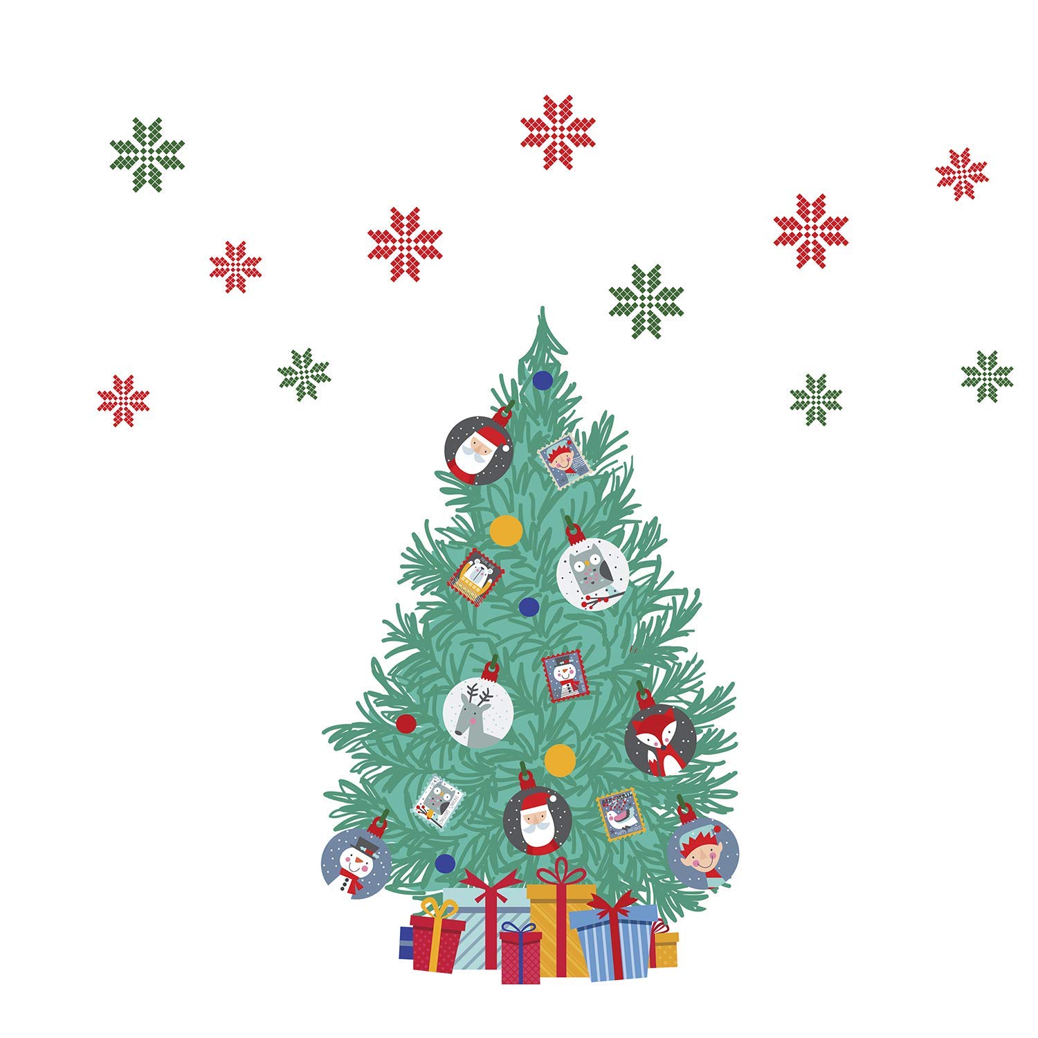 WALPLUS Christmas Wall Stickers Mixed Designs – Festive Removable Self-Adhesive Decorations for Home, Nursery & Party