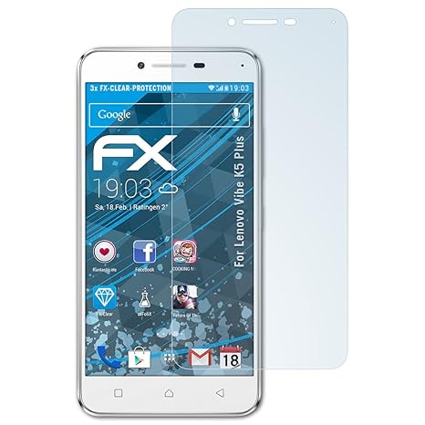 atFolix Schutzfolie kompatibel mit Lenovo Vibe K5 Plus Folie, ultraklare FX Displayschutzfolie (3X)