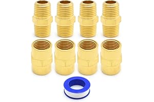 UOIENRT 8PCS 1/4 NPT Female Thread and 1/4 NPT Female Thread, 1/4 NPT Male Thread and 1/4 NPT Male Thread Solid Brass Threade