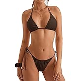 SUUKSESS Women String Bikini Set Tie Side Thong Sexy Halter Swimsuits 2 Pieces